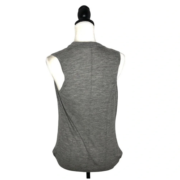 AUTUMN CASHMERE Grey Open Drape Balloon Hem Sleeveless Vest - Picture 5 of 7